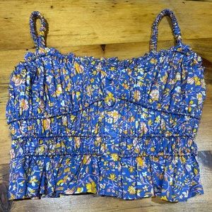 J. Crew Blue Floral Crop Top